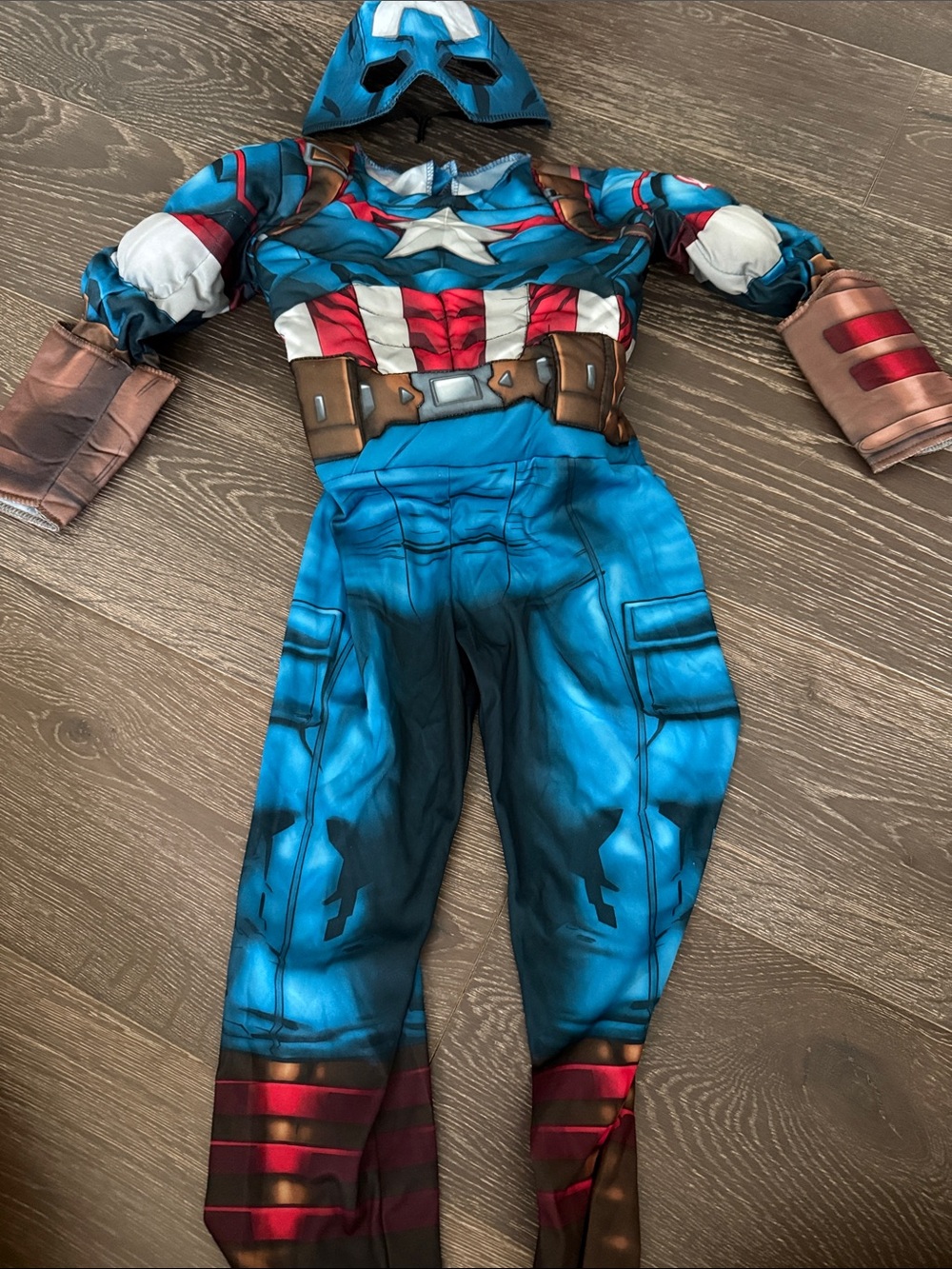 2 Piece Marvel Kids Blue Captain-Inspired Superhero Costume with Mask 3-4T